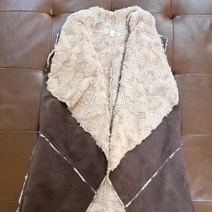 Faux shearling/ suede vest